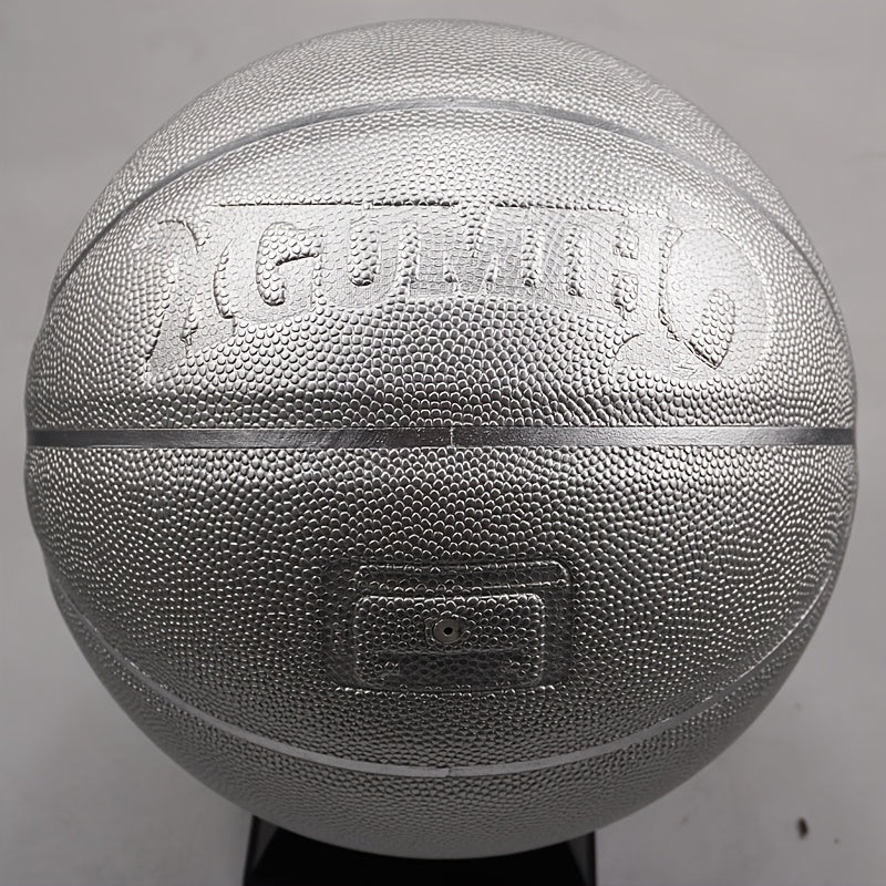 Silvery Metallic Finish GUMIHO Silvery Flash No. 7 Basketball, Indoor\u002FOutdoor Training and Game Ball, Gift for Male and Female Students, Size 7 Basketball
