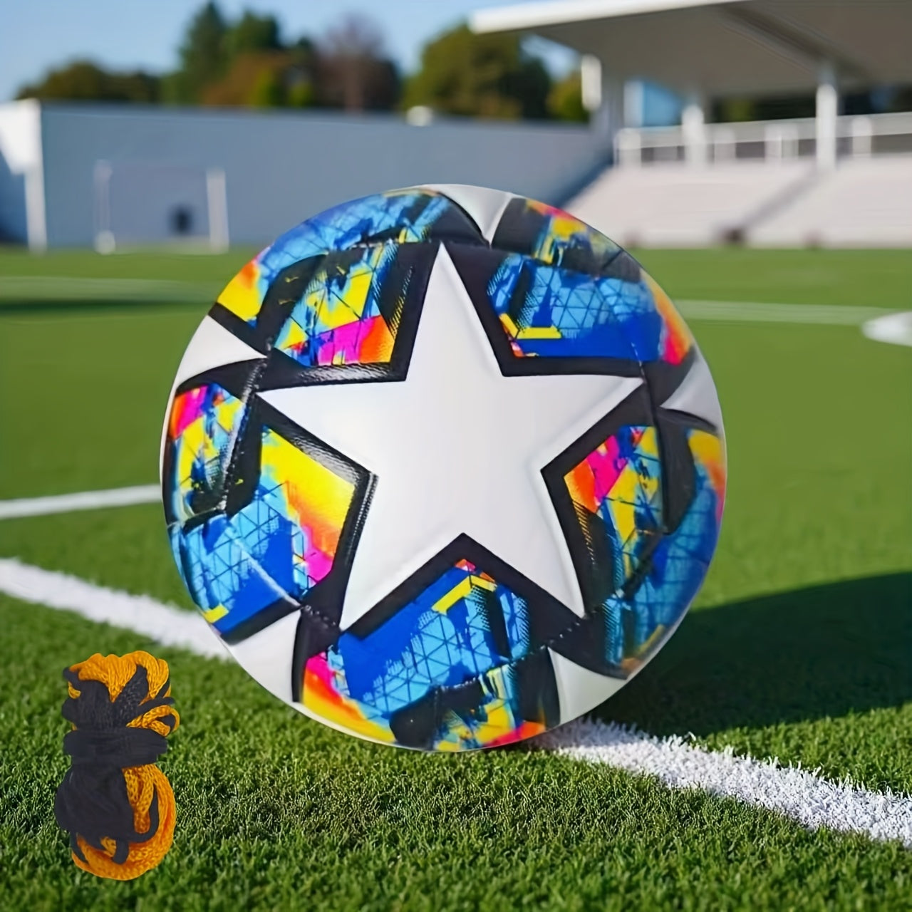 No. 5 Size Soccer Ball with Training Net - Machine-Stitched Durable for Training, Matches & Practice - Soft Comfortable Touch Suitable for & Players