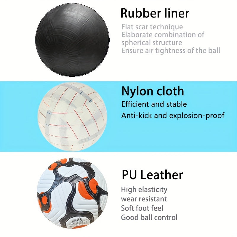 Classic Hot-Adhesive Soccer Ball Made of High-Quality Faux Leather, Featuring Seamless Hot Bonding Technology, High Elasticity, Wear Resistance, Anti-Slip, And Protective, Specifically Designed for Adult Competition And Training, Size 5