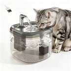 1.5L USB Cat Water Fountain, Automatic Pet Drinking Dispenser with Filter, Transparent Gray Circulating Fresh Water Bowl for Cats & Small Dogs