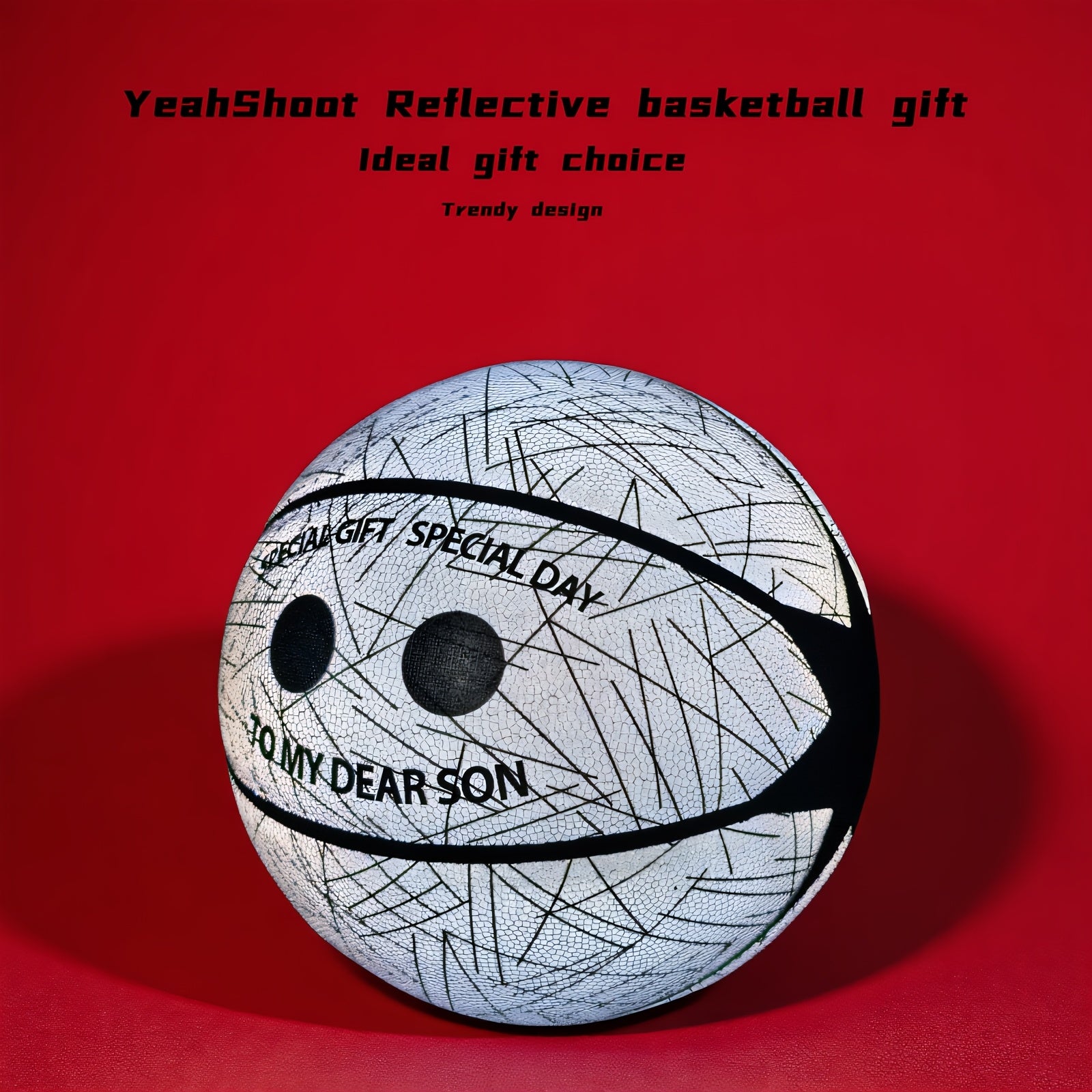 Glow in the Dark Holographic Basketball Suitable for Christmas Birthday Gifts for - Size 7 with Air Pump & Luxury Gift Box, Holographic Reflects Technology for Night Play, Sports for Son' Present