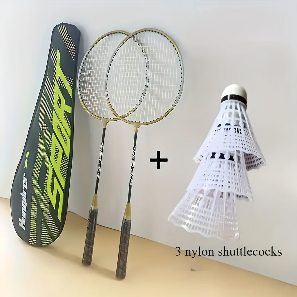 1 Set Badminton Rackets with 2 Rackets, 3 Shuttlecocks & Storage Bag - Lightweight Durable Detachable Double-Bar Rackets Suitable for &, Training\u002FRecreational\u002FCompetitive Play - Assembly