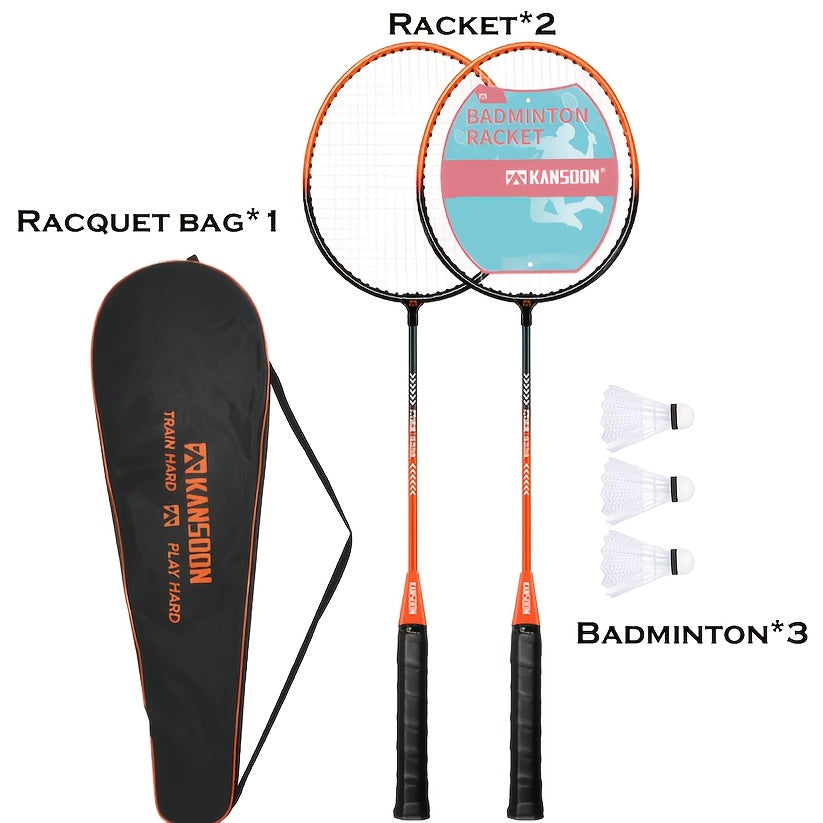 Badminton Racket Set; With 2 Badminton Rackets And 3 Badmintons 1 Racket Bag; For Beginner