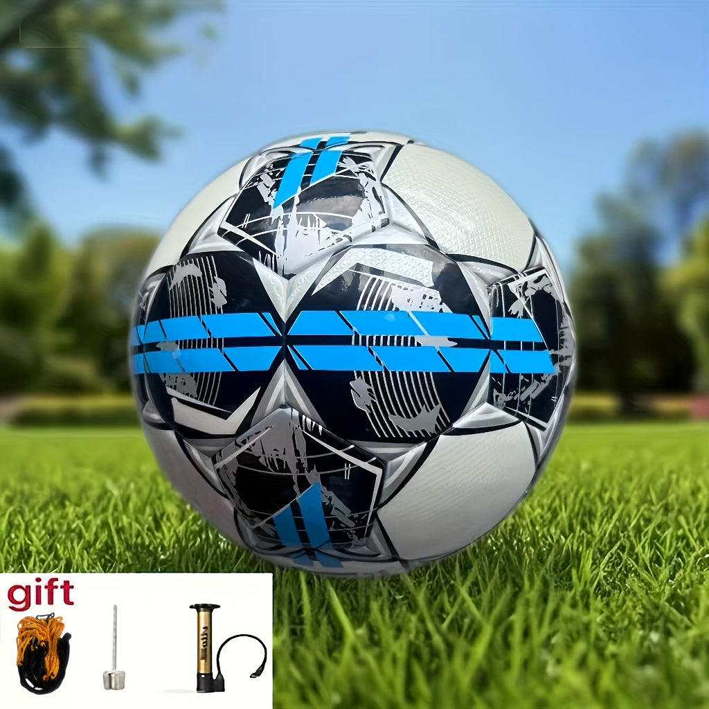High-Quality No.5 Soccer Ball - Made of Thickened Premium PU with Seamless Hot-bonding Technology, Featuring Excellent Elasticity, Anti-slip and Water-resistant Properties, as Well as Durability and Wear Resistance. Suitable for Outdoor Training