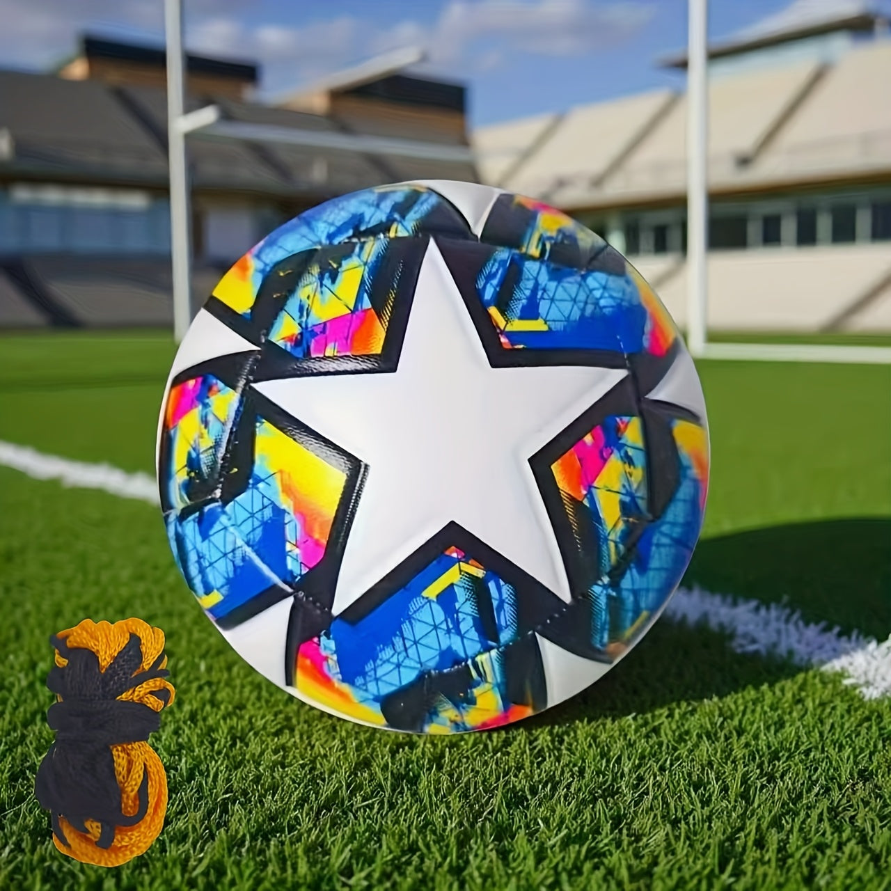 No. 5 Size Soccer Ball with Training Net - Machine-Stitched Durable for Training, Matches & Practice - Soft Comfortable Touch Suitable for & Players