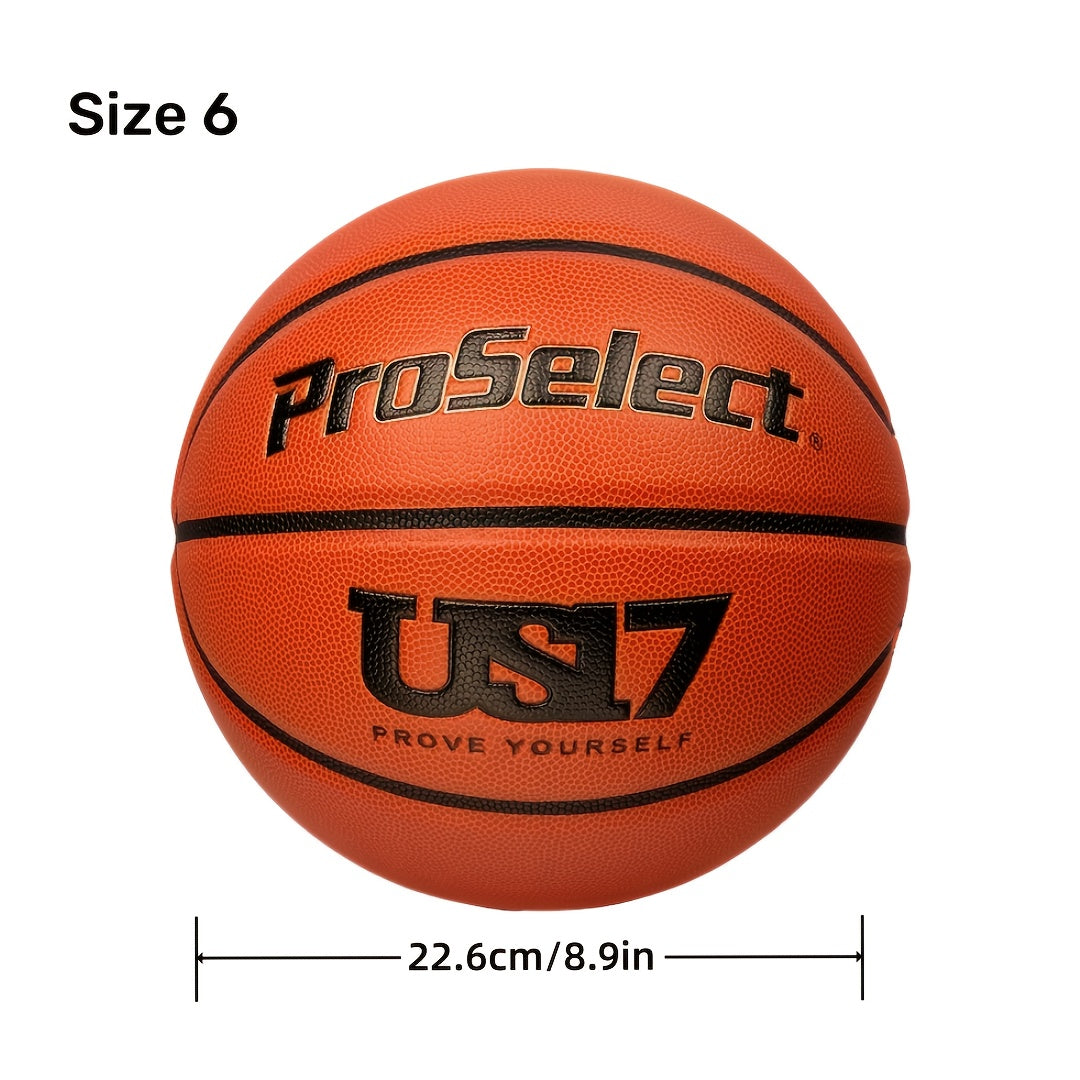 Moisture-Wicking Basketball Proselect US17 - Moisture-Wicking, Non-Slip, Wear-Resistant Basketball - Standard Size 7 for Adults