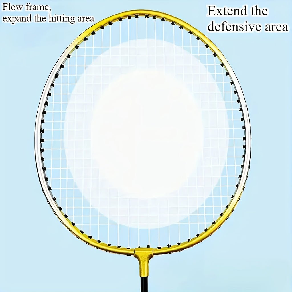 A Set (2 Rackets + 3 Nylon Shuttlecocks + 1 Storage Bag) 205 Black And Golden Detachable Badminton Rackets, Lightweight And Durable, with Nylon Mesh And Iron, Includes Two Rackets