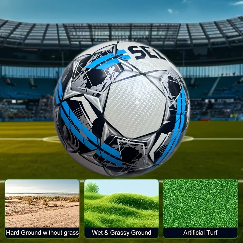 High-Quality No.5 Soccer Ball - Made of Thickened Premium PU with Seamless Hot-bonding Technology, Featuring Excellent Elasticity, Anti-slip and Water-resistant Properties, as Well as Durability and Wear Resistance. Suitable for Outdoor Training