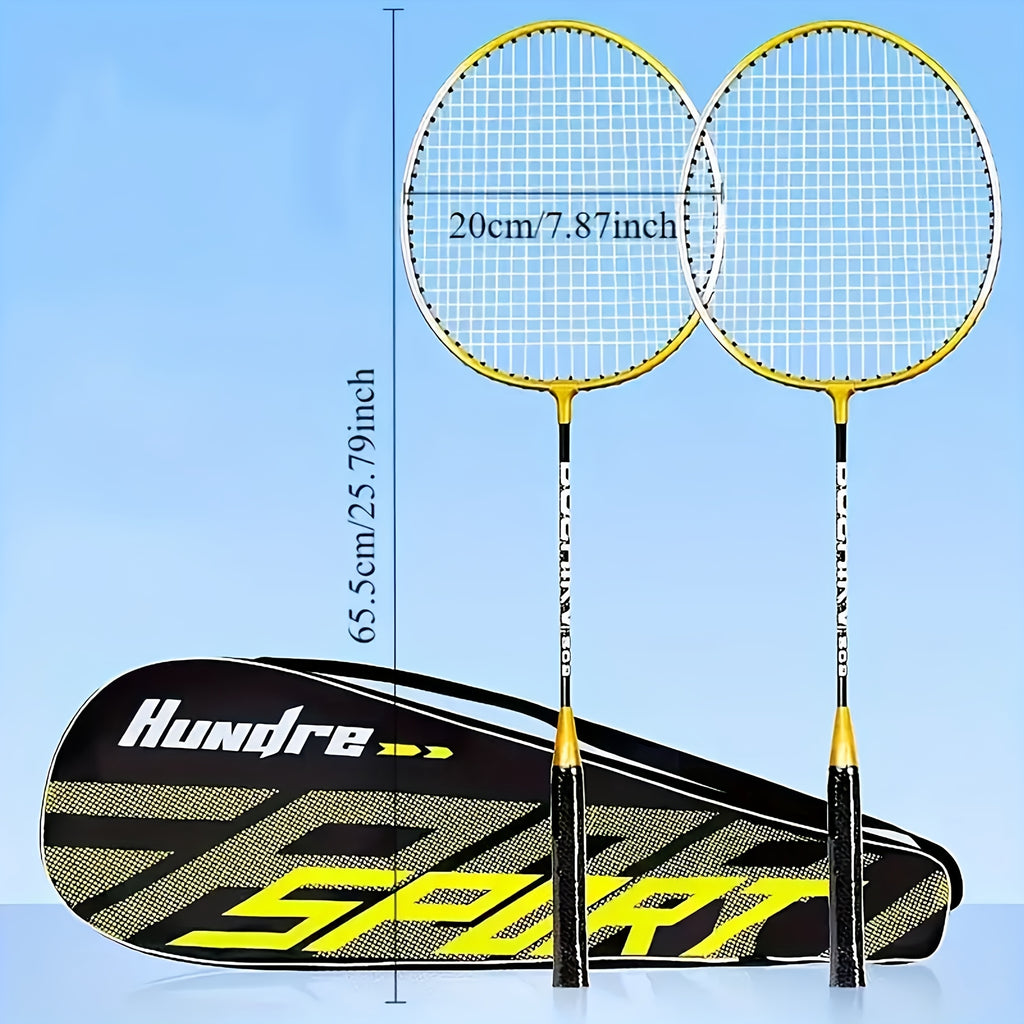 A Set (2 Rackets + 3 Nylon Shuttlecocks + 1 Storage Bag) 205 Black And Golden Detachable Badminton Rackets, Lightweight And Durable, with Nylon Mesh And Iron, Includes Two Rackets