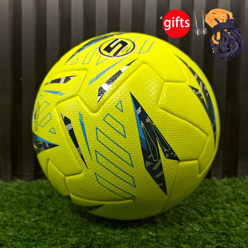 Size 5 Football High-Quality Faux Leather Seamless Heat-Bonded Size 5 Football, Designed for Adult Training And Competition, Featuring High Elasticity, Wear Resistance, Anti-Slip, And Protective Properties, Comes with a Ball Needle And Net