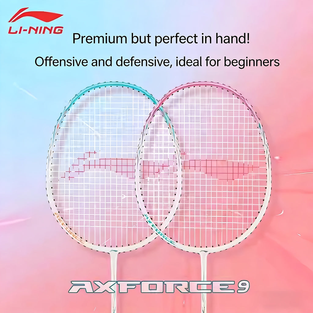 LINING Thunder 9 Carbon Fiber Badminton Racket Set | Durable, Lightweight, High Tension, Ideal for Beginners and Professionals, Includes Carry Bag, Mixed Color
