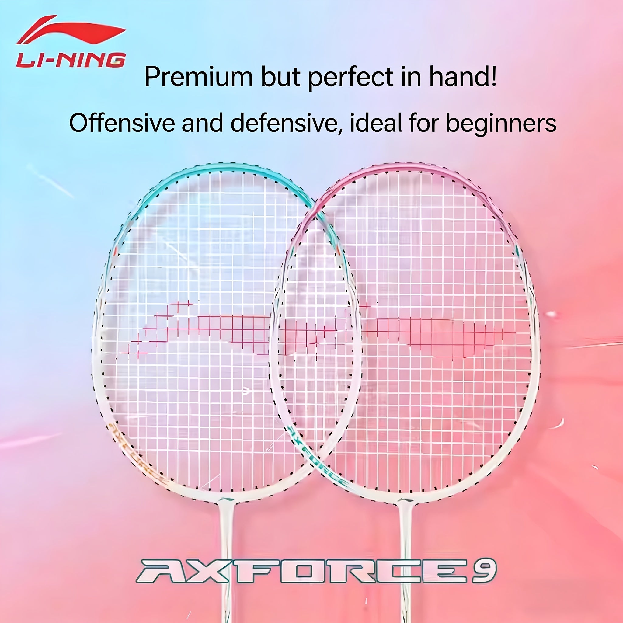 LINING Thunder 9 Carbon Fiber Badminton Racket Set | Durable, Lightweight, High Tension, Ideal for Beginners and Professionals, Includes Carry Bag, Mixed Color