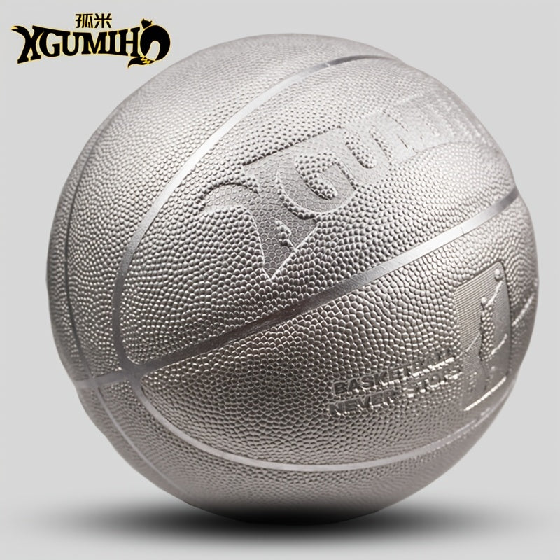 Silvery Metallic Finish GUMIHO Silvery Flash No. 7 Basketball, Indoor\u002FOutdoor Training and Game Ball, Gift for Male and Female Students, Size 7 Basketball