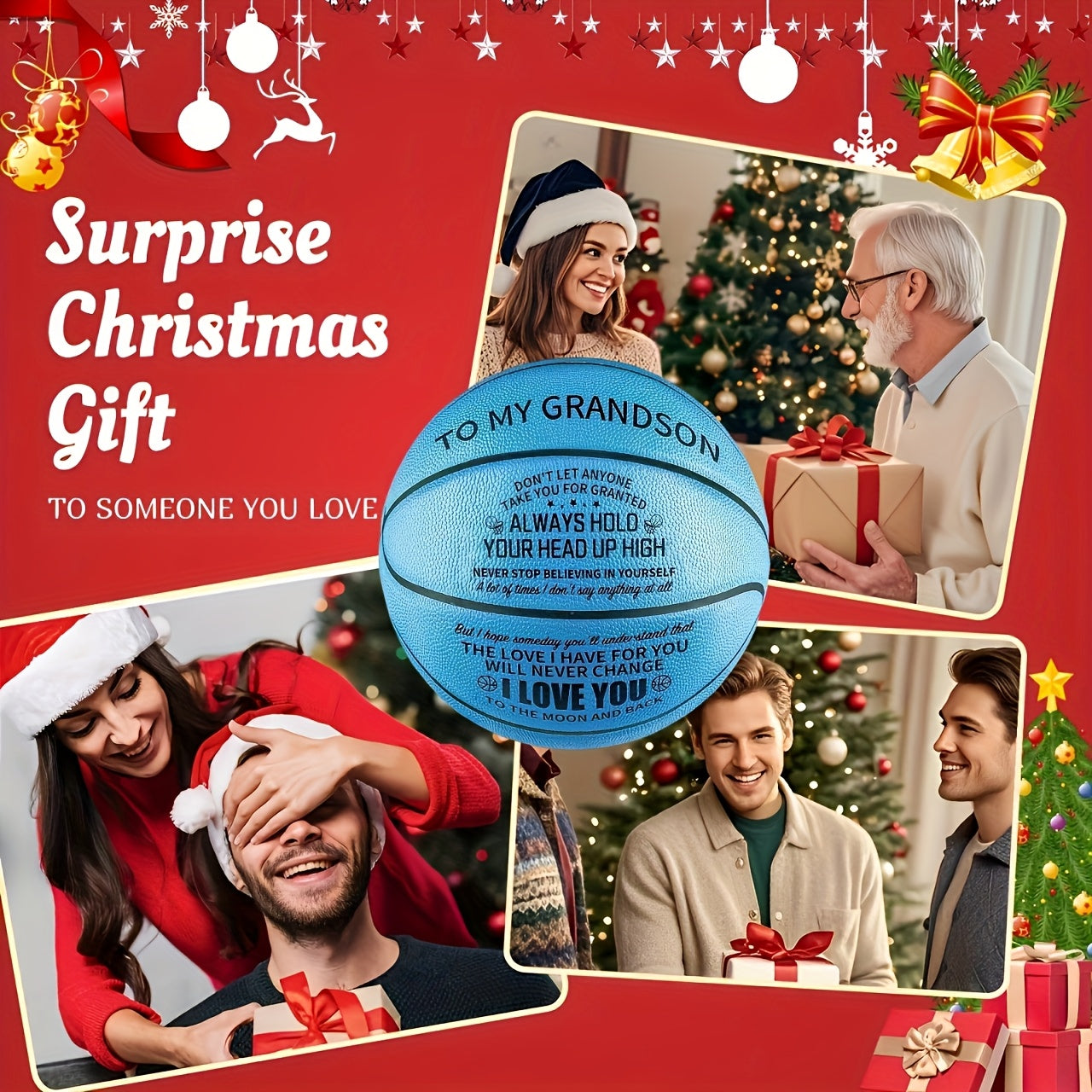 You Will Never Lose Engraved Outdoor Basketball Gift for Grandson | Graduation Back to School Birthday From Grandma Grandpa