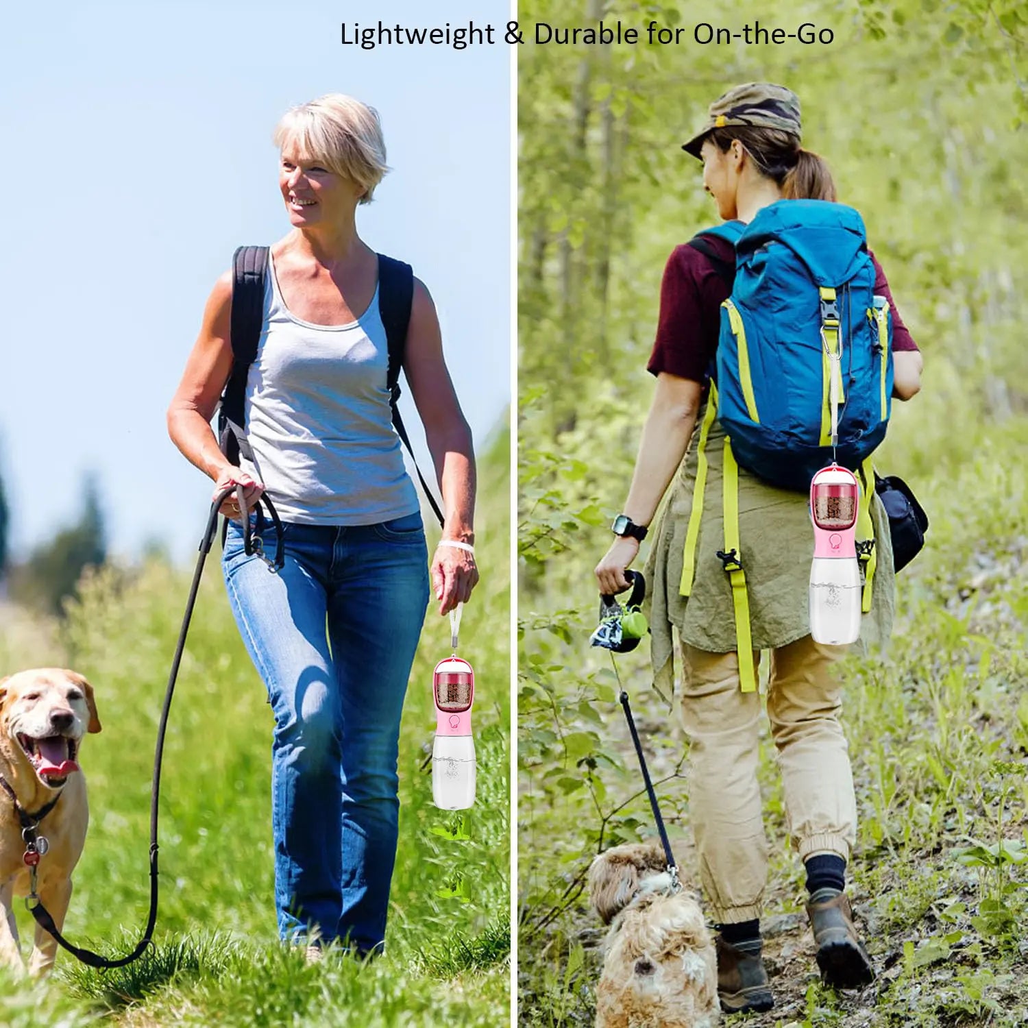 Dog Water Bottle with Food Container, Travel Puppy Water Bowl, Portable Pet Dispenser, Dog Stuff Accessories Items, Automatic Feeder Feeding, Puppy Essentials Necessities for Yorkie Chihuahua Cat Walking and Hiking summerwins