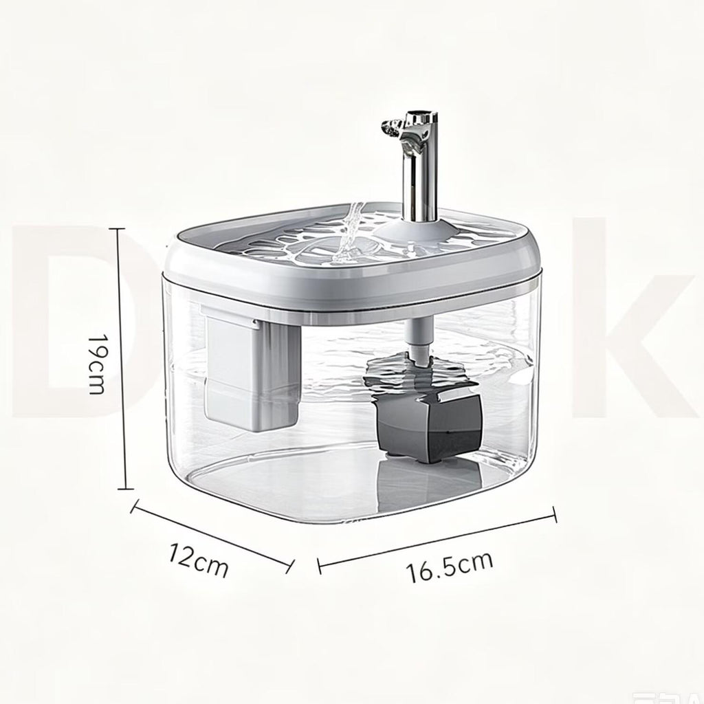 1.5L USB Cat Water Fountain, Automatic Pet Drinking Dispenser with Filter, Transparent Gray Circulating Fresh Water Bowl for Cats & Small Dogs