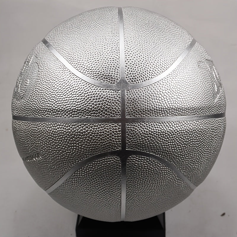 Silvery Metallic Finish GUMIHO Silvery Flash No. 7 Basketball, Indoor\u002FOutdoor Training and Game Ball, Gift for Male and Female Students, Size 7 Basketball