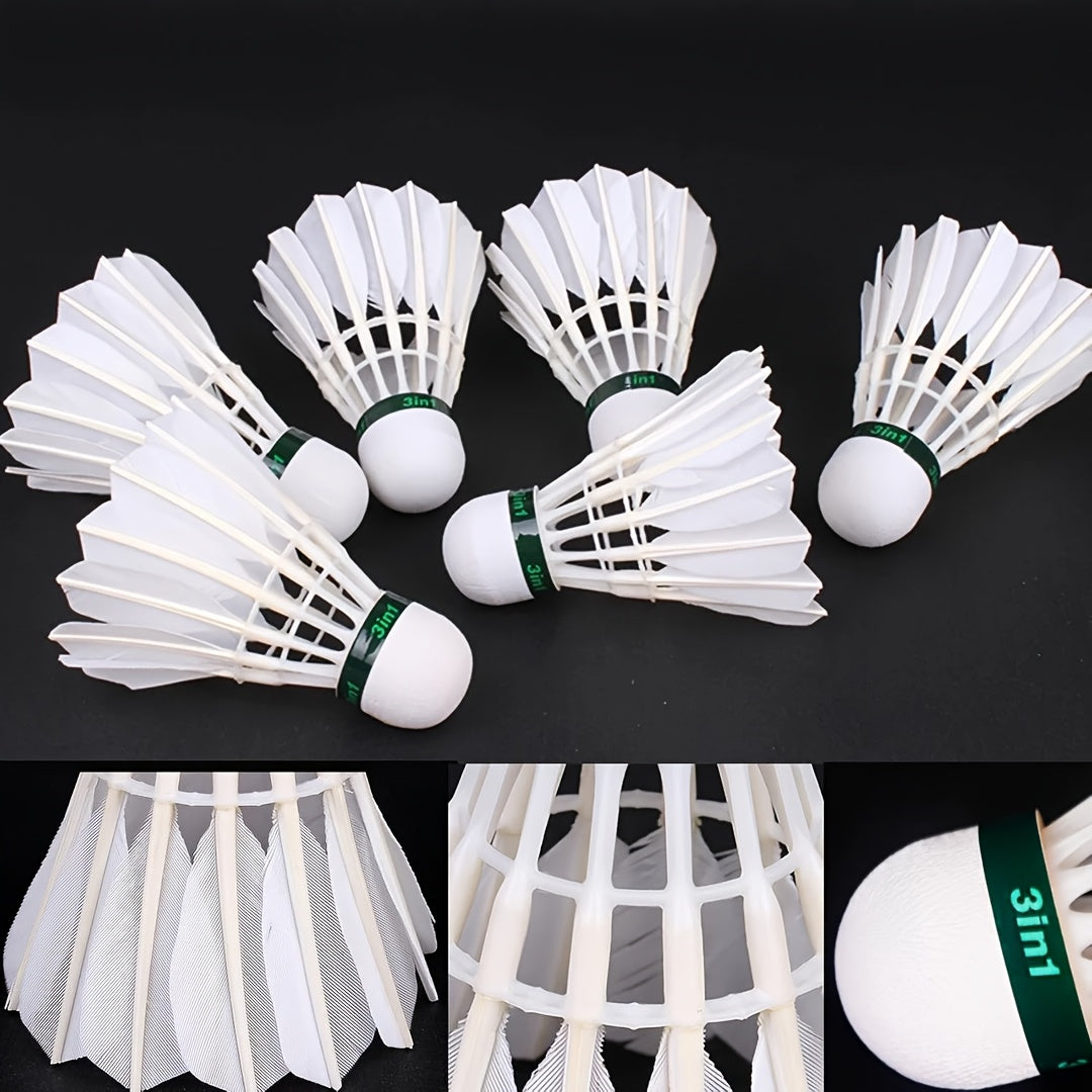 Pack of 12, Goose Feather Badminton, Indoor and Outdoor Stable Training Badminton Balls