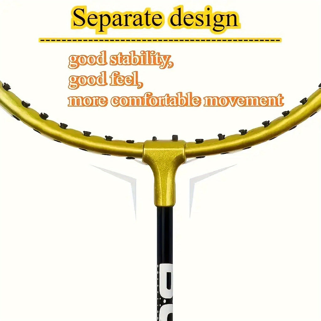 A Set (2 Rackets + 3 Nylon Shuttlecocks + 1 Storage Bag) 205 Black And Golden Detachable Badminton Rackets, Lightweight And Durable, with Nylon Mesh And Iron, Includes Two Rackets