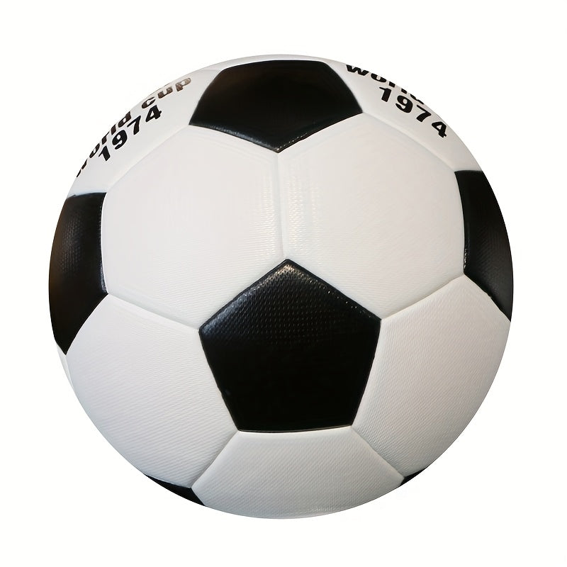 Classic Black And White Seamless Hot-Pressed Size 5 Soccer Ball Made of High-Quality Faux Leather, Slip-Resistant, Wear-Resistant, Highly Elastic, Easy to Kick, Suitable for Adult Training And Professional Matches, Includes a Ball Needle And Net