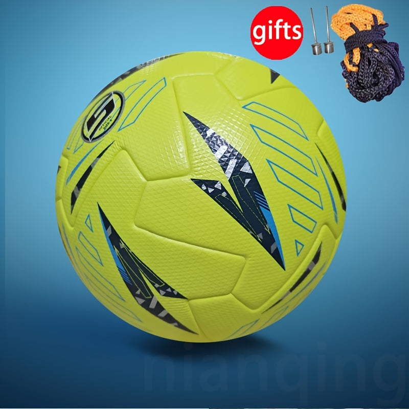 Size 5 Football High-Quality Faux Leather Seamless Heat-Bonded Size 5 Football, Designed for Adult Training And Competition, Featuring High Elasticity, Wear Resistance, Anti-Slip, And Protective Properties, Comes with a Ball Needle And Net