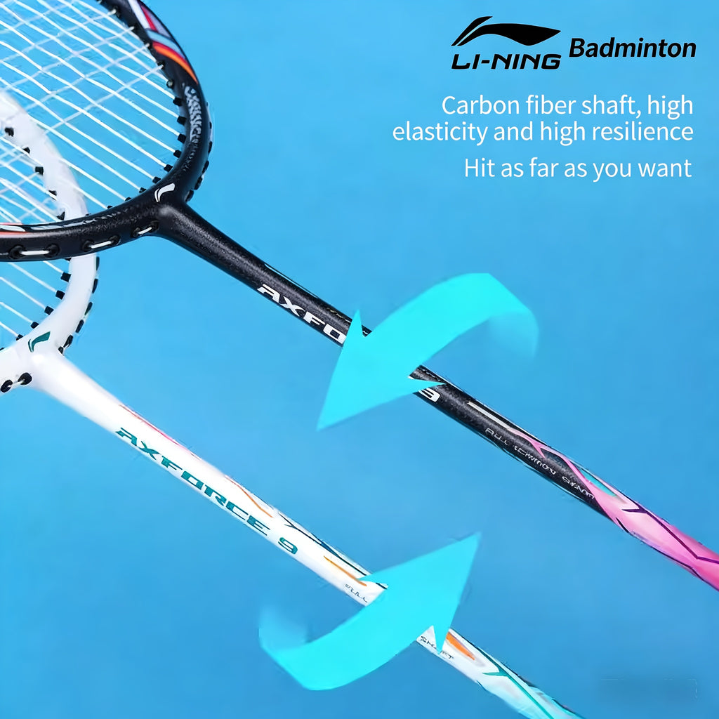 LINING Thunder 9 Carbon Fiber Badminton Racket Set | Durable, Lightweight, High Tension, Ideal for Beginners and Professionals, Includes Carry Bag, Mixed Color