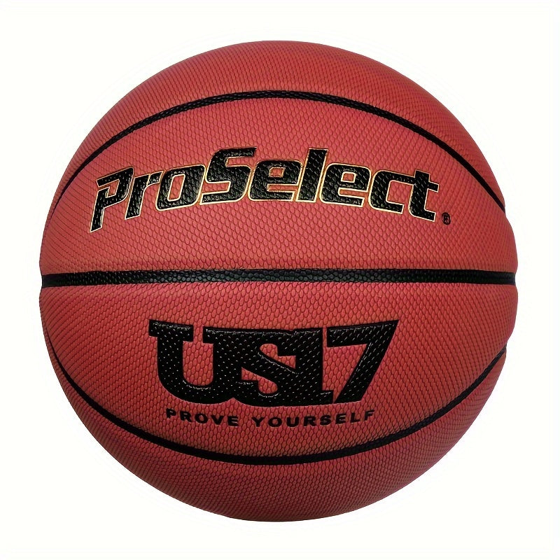 Moisture-Wicking Basketball Proselect US17 - Moisture-Wicking, Non-Slip, Wear-Resistant Basketball - Standard Size 7 for Adults
