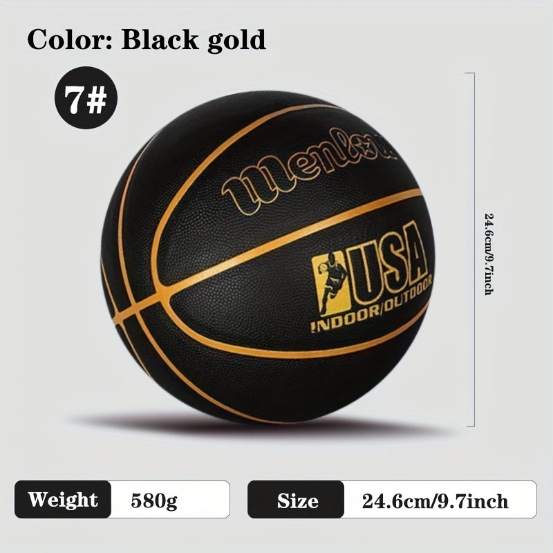New Black Size 7 Basketball Made of High-Elastic, Wear-Resistant, Suitable for Professional Training And Indoor\u002FOutdoor Competitions