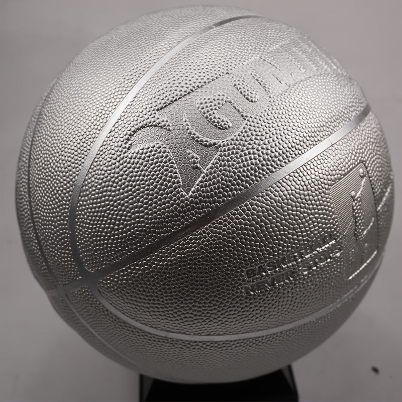 Silvery Metallic Finish GUMIHO Silvery Flash No. 7 Basketball, Indoor\u002FOutdoor Training and Game Ball, Gift for Male and Female Students, Size 7 Basketball