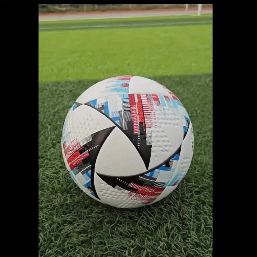 A Professional Size 5 PU Soccer Ball, Made with Seamless Heat-bonding Technology, Features High Elasticity and Wear Resistance. Suitable for Adult Training and Matches on Both Indoor and Outdoor Soccer Fields. Includes a Ball Pouch and an Inflation