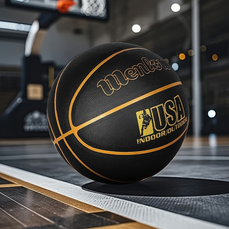 New Black Size 7 Basketball Made of High-Elastic, Wear-Resistant, Suitable for Professional Training And Indoor\u002FOutdoor Competitions