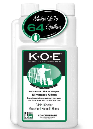 K.O.E. 16oz Concentrate - Kennel Odor Eliminator - Non-Enzymatic Formula, KOE (Apricot, Frost, Fresh or Original Scent) 16 oz Pint
