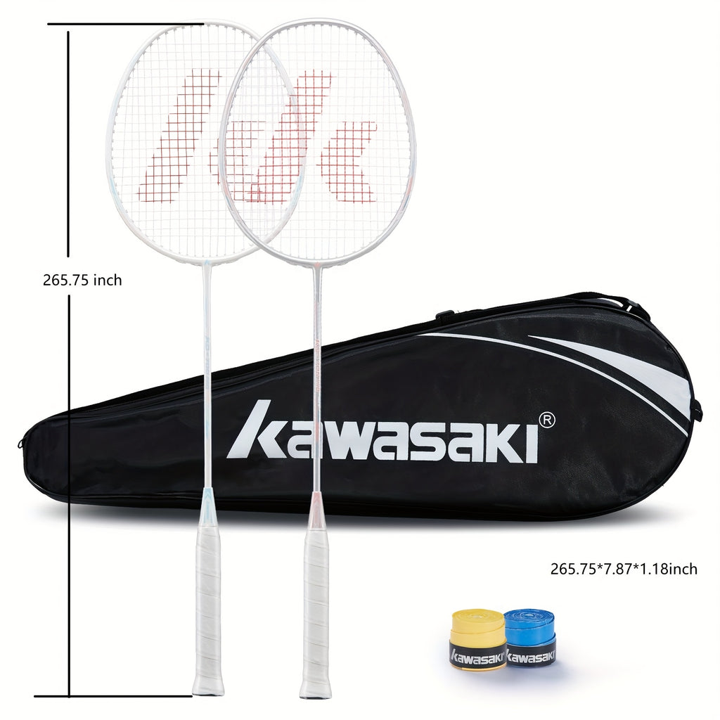 Badminton Racket Professional Graphite Shaft Badminton Set 2 Super Lightweight Shuttlecock Racquet for Training, Sports And Entertainment (Blue+Pink)