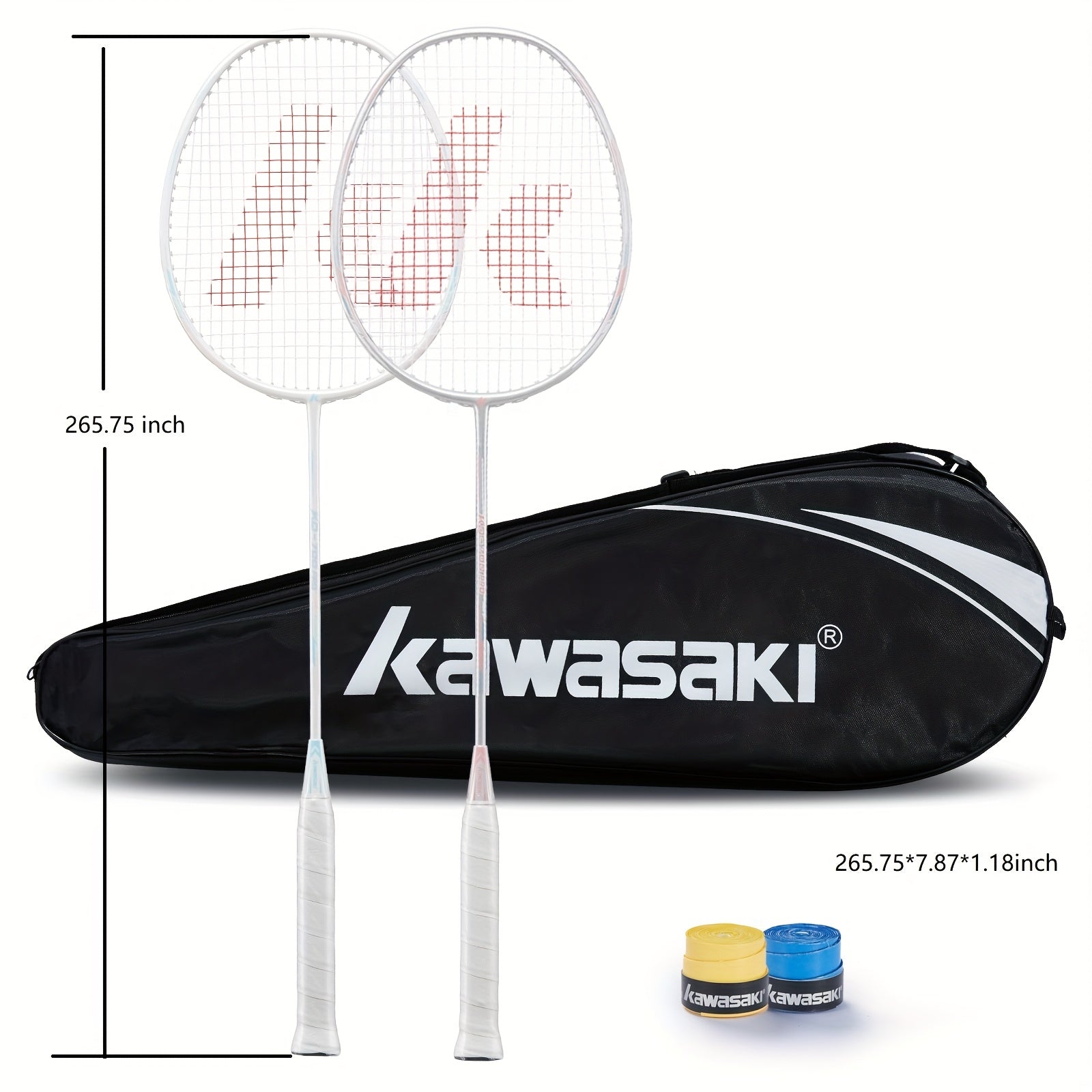 Badminton Racket Professional Graphite Shaft Badminton Set 2 Super Lightweight Shuttlecock Racquet for Training, Sports And Entertainment (Blue+Pink)