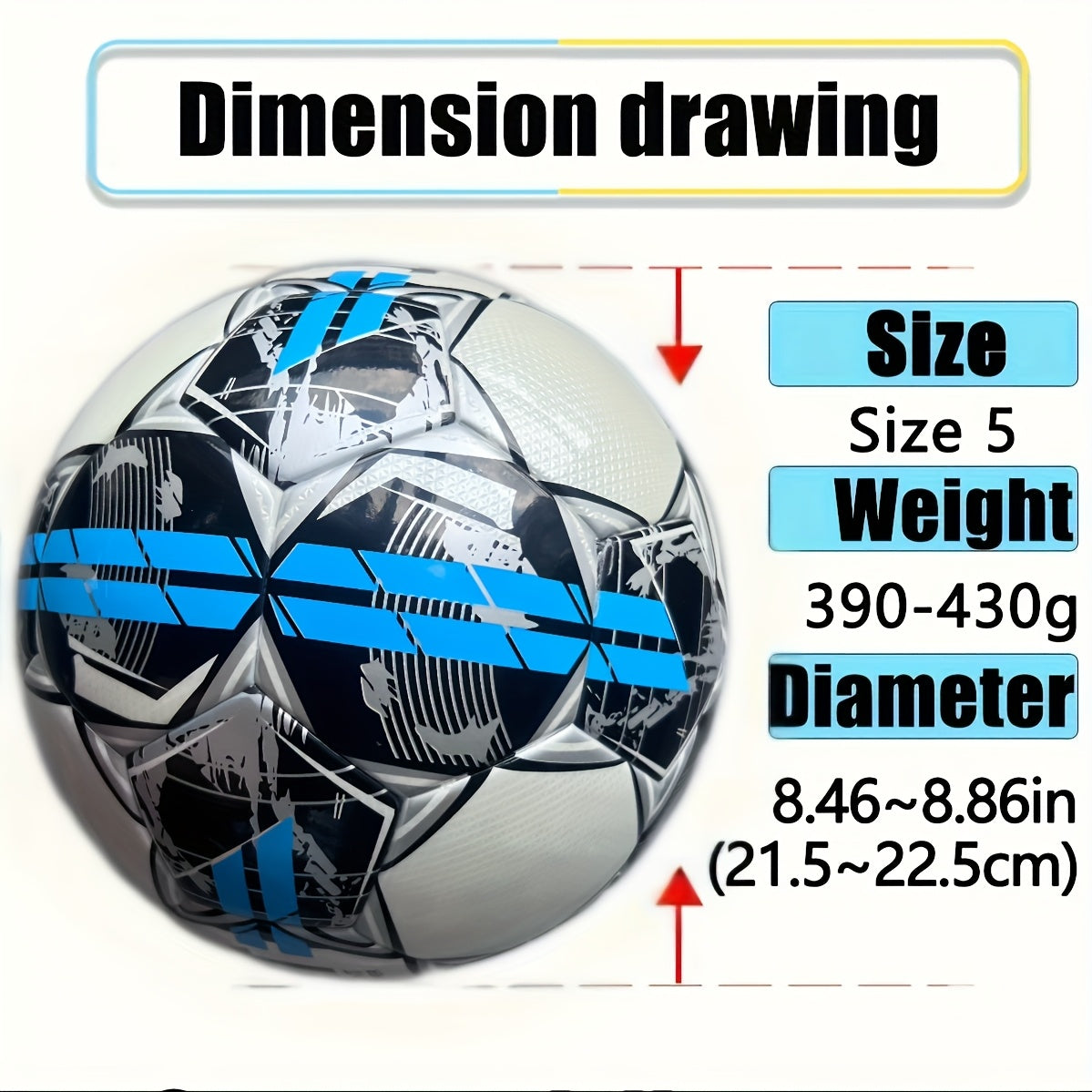 High-Quality No.5 Soccer Ball - Made of Thickened Premium PU with Seamless Hot-bonding Technology, Featuring Excellent Elasticity, Anti-slip and Water-resistant Properties, as Well as Durability and Wear Resistance. Suitable for Outdoor Training