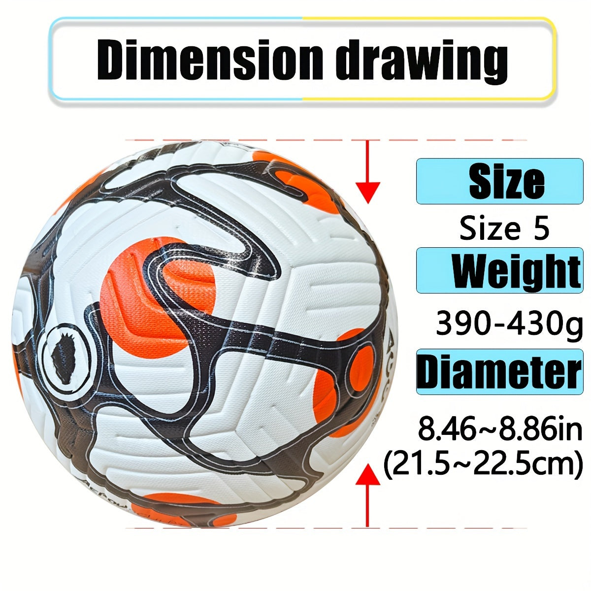 Classic Hot-Adhesive Soccer Ball Made of High-Quality Faux Leather, Featuring Seamless Hot Bonding Technology, High Elasticity, Wear Resistance, Anti-Slip, And Protective, Specifically Designed for Adult Competition And Training, Size 5