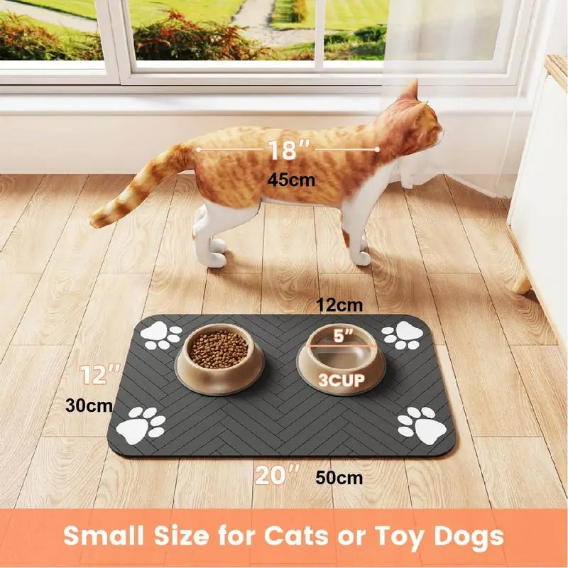 Quick-Drying Absorbent Pet Feeding Mat for Dogs and Cats, Non-Slip Rubber Bottom, Dark Polyester Surface for Indoor Use thin cold lightweight blanket small large tiktokshopspringglowup SummerVibes petlovers