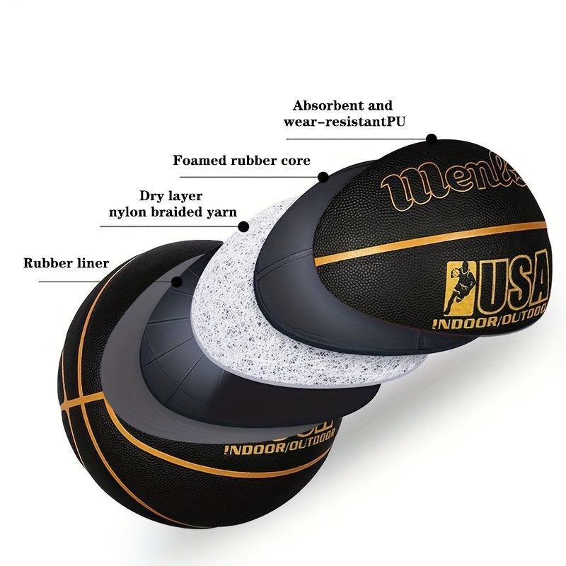 New Black Size 7 Basketball Made of High-Elastic, Wear-Resistant, Suitable for Professional Training And Indoor\u002FOutdoor Competitions