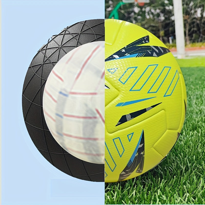 Size 5 Football High-Quality Faux Leather Seamless Heat-Bonded Size 5 Football, Designed for Adult Training And Competition, Featuring High Elasticity, Wear Resistance, Anti-Slip, And Protective Properties, Comes with a Ball Needle And Net