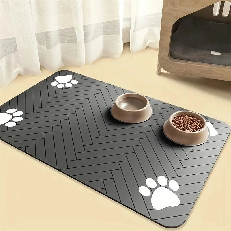 Quick-Drying Absorbent Pet Feeding Mat for Dogs and Cats, Non-Slip Rubber Bottom, Dark Polyester Surface for Indoor Use thin cold lightweight blanket small large tiktokshopspringglowup SummerVibes petlovers