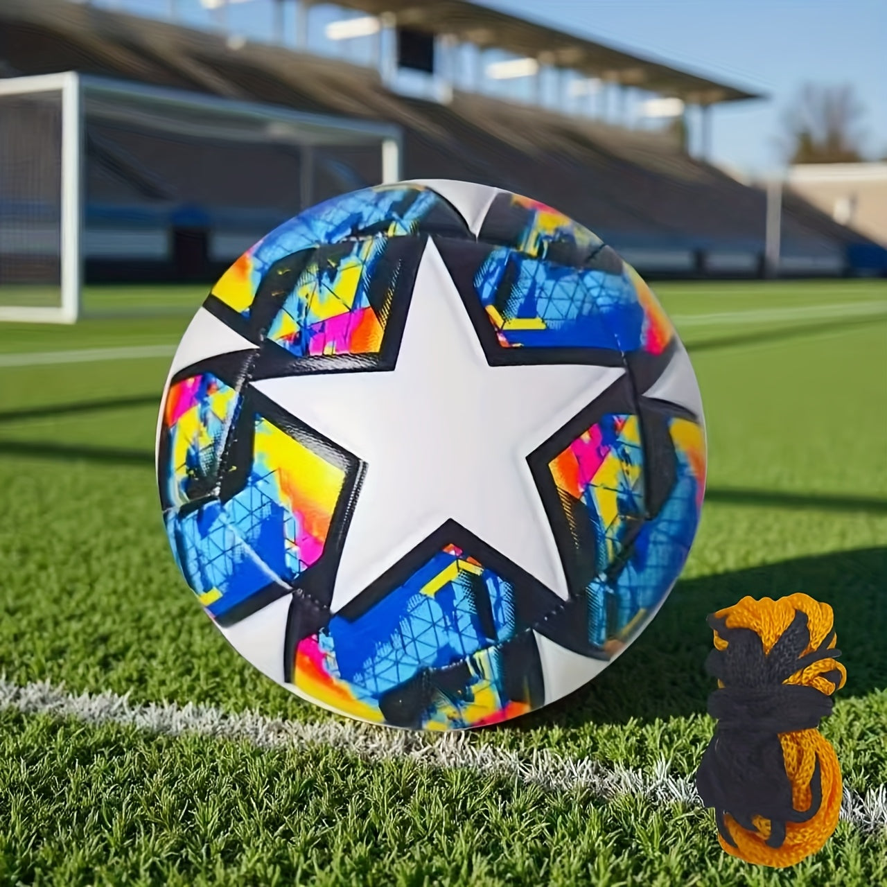 No. 5 Size Soccer Ball with Training Net - Machine-Stitched Durable for Training, Matches & Practice - Soft Comfortable Touch Suitable for & Players