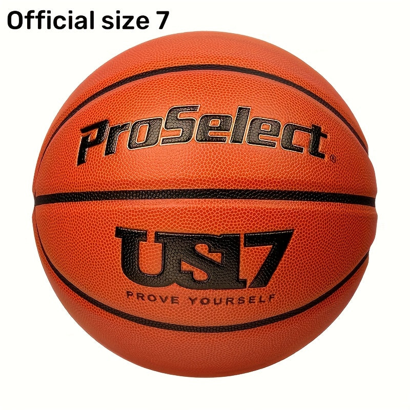 Moisture-Wicking Basketball Proselect US17 - Moisture-Wicking, Non-Slip, Wear-Resistant Basketball - Standard Size 7 for Adults
