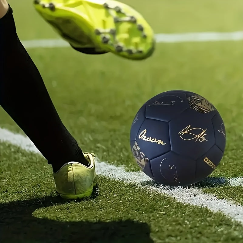 1pc Professional Size 5 Soccer Ball - Premium Black and Golden, PU Material, Seamless Heat-Fused Waterproof Technology, Anti-Slip and Wear-Resistant, Perfect for Training and Matches, Ideal Gift for Family and Friends on Holidays and Birthdays