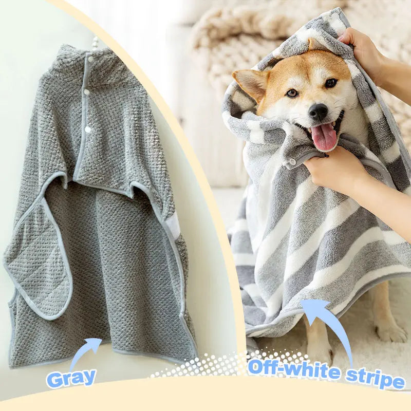 pet bath accessory Two-color dog bathrobe towels in sizes S, M, and L, super absorbent pet bathrobes suitable for small, medium, and large dogs, quick-drying, adjustable design, perfect for pet dogs.