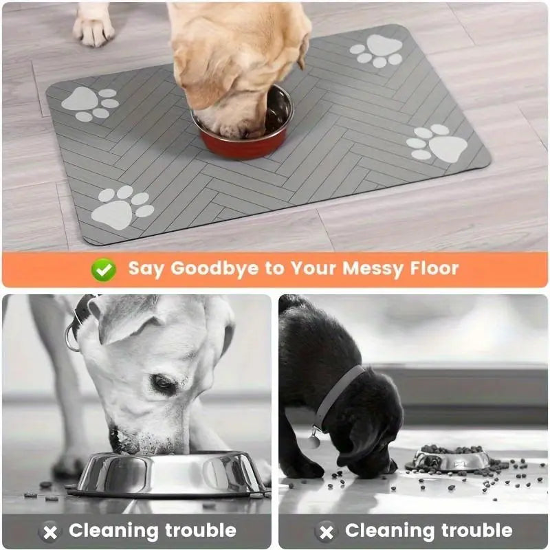 Quick-Drying Absorbent Pet Feeding Mat for Dogs and Cats, Non-Slip Rubber Bottom, Dark Polyester Surface for Indoor Use thin cold lightweight blanket small large tiktokshopspringglowup SummerVibes petlovers