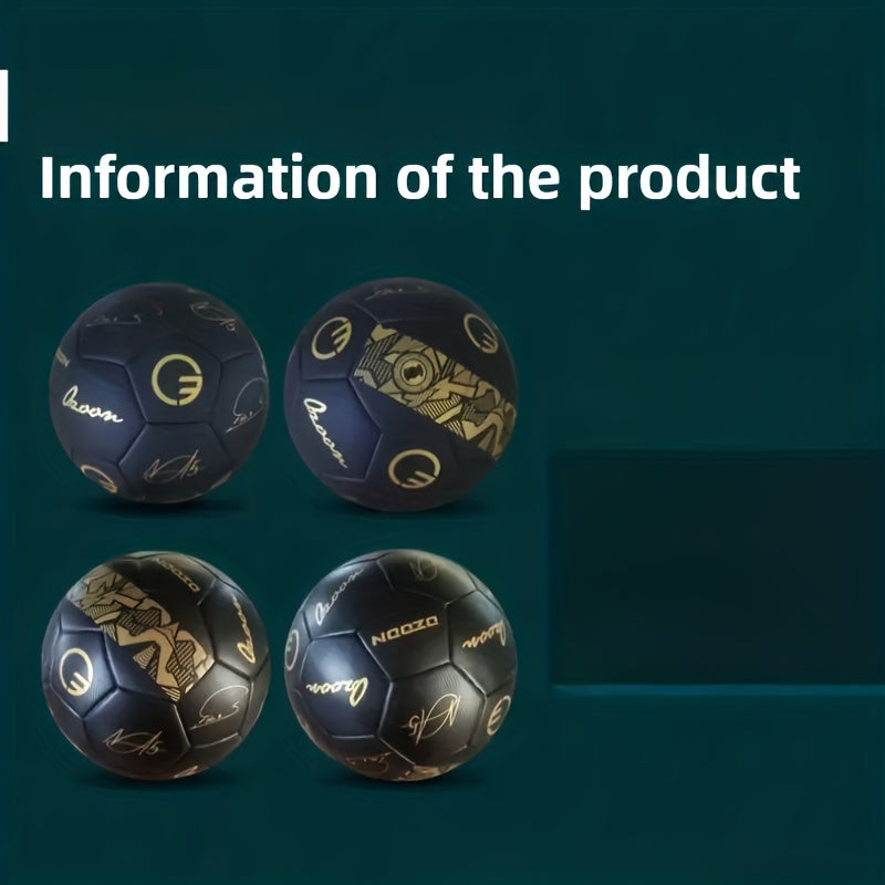 1pc Professional Size 5 Soccer Ball - Premium Black and Golden, PU Material, Seamless Heat-Fused Waterproof Technology, Anti-Slip and Wear-Resistant, Perfect for Training and Matches, Ideal Gift for Family and Friends on Holidays and Birthdays