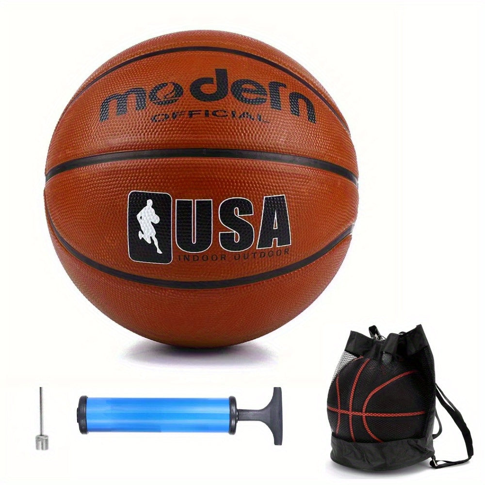 Professional No.7 Basketball - Advanced Anti-Slip Durable Rubber, Indoor\u002FOutdoor Use for Adult Training & Competition, Brown, Basketball Accessories, Competition Ball, Premium Sports Gear, Reliable Game Ball, Sports Ball, Competitive Players